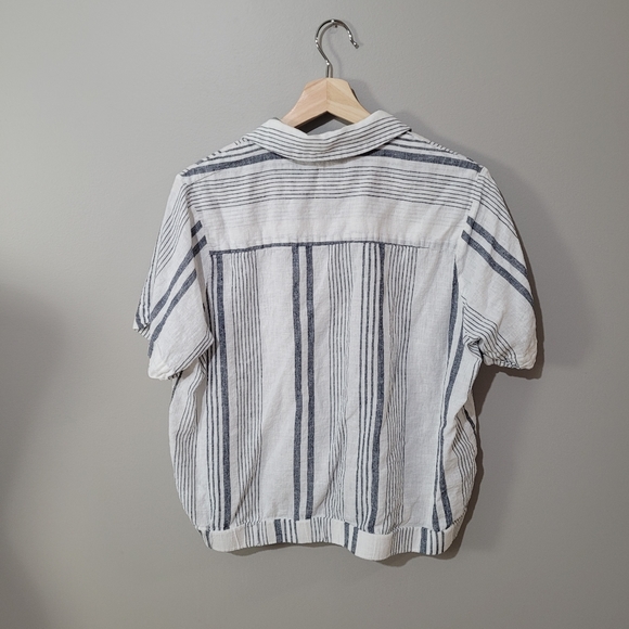 Core life linen stripe shirt twist front shirt - Picture 6 of 10